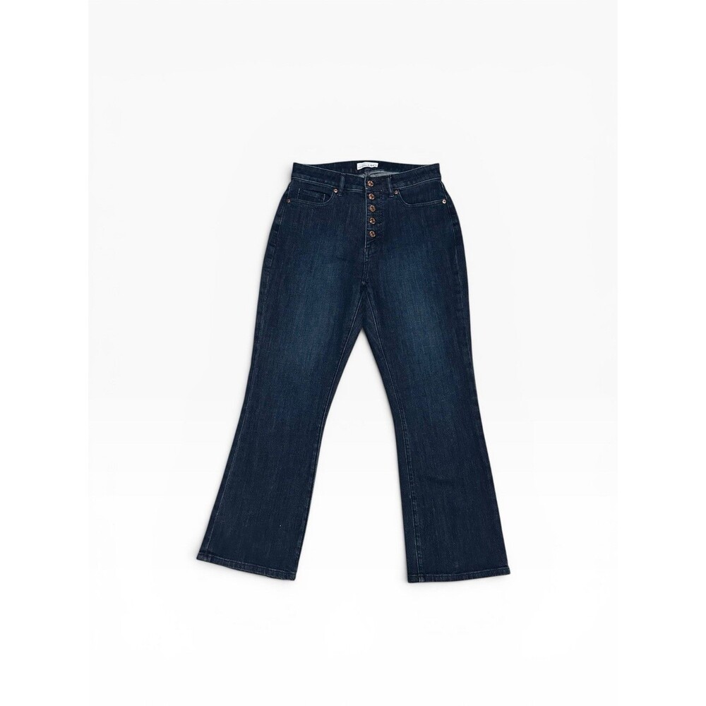 Loft Curvy Kick Crop Jeans Women’s 4/27 Button Front Casual Chic Denim